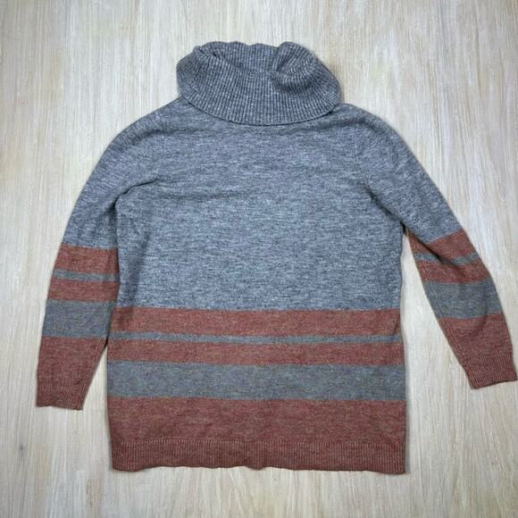 Lane Bryant Gray Cowl Neck Striped Tunic Pullover Cozy Casual Knit Sweater 14/16 - Picture 6 of 15